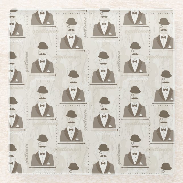 Dessous-de-verre En Verre Rétro motif pour l'homme (Devant)