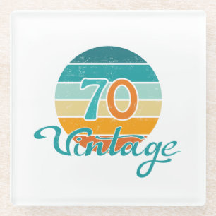 Dessous-de-verre En Verre Retro Sunset 70 Vintage en détresse