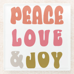 Dessous-de-verre En Verre Retro Super Peace Love Joy Holiday Photo