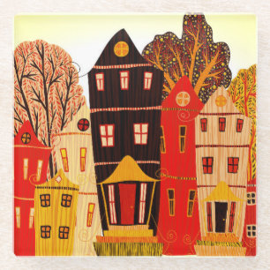Dessous-de-verre En Verre Retro Sweet Home Poster : Maisons de dessin