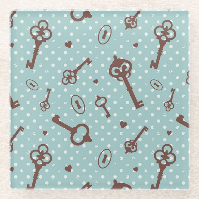 Dessous-de-verre En Verre Rétros clés de Valentine (Devant)