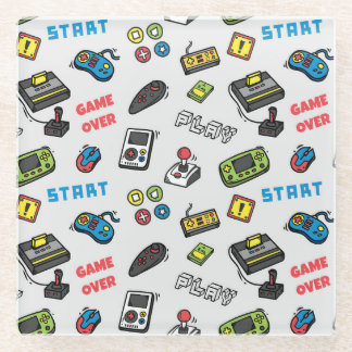 Dessous-de-verre En Verre Rétros consoles de cru de Gamer