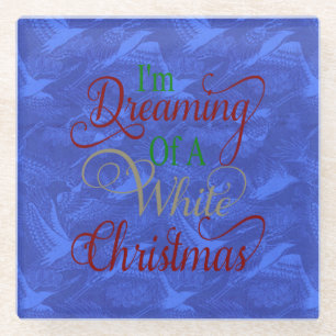 Dessous-de-verre En Verre Rêver d'un Dessous de verre blanc de Noël bleu Chi