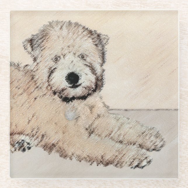 Dessous-de-verre En Verre Revêtu doux Roue Peinture Terrier Art original (Devant)