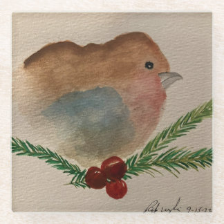 Dessous-de-verre En Verre Robin et houx