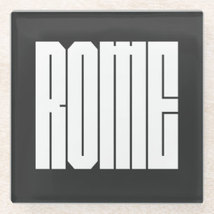Dessous-de-verre En Verre Rome Ville Italienne Gras Type de Bloc de Caractèr