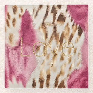 Dessous-de-verre En Verre Rose Blanc Or Sud-Ouest Cowgirl Parties scintillan