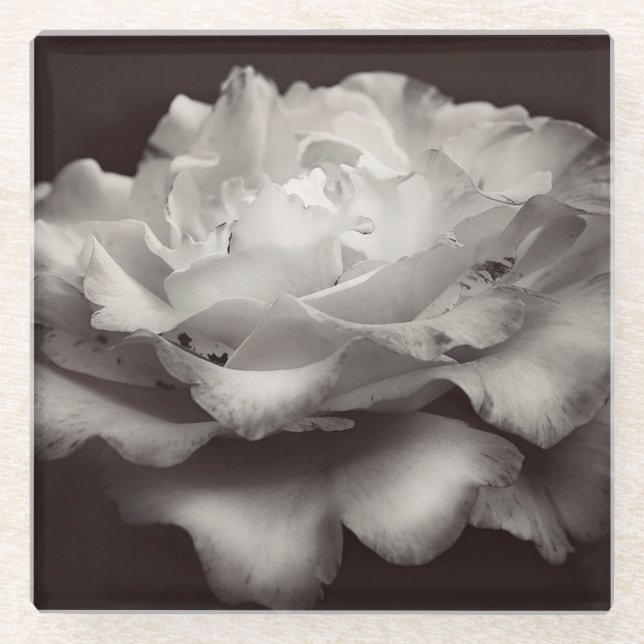Dessous-de-verre En Verre Rose blanche (Devant)