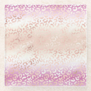 Dessous-de-verre En Verre Rose Féminin Blush Peach Glam Imprimé Léopard Tie