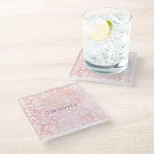 Dessous-de-verre En Verre Rose Féminin Rose Pêche Or Léopard Animal