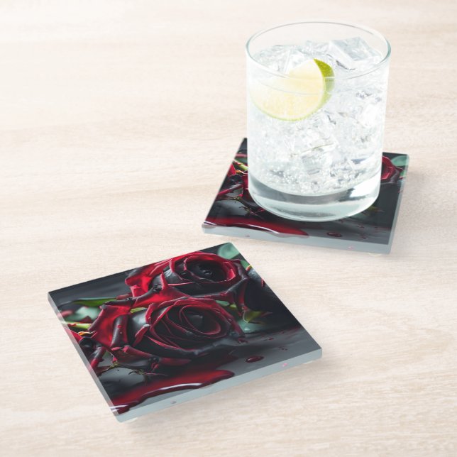 Dessous-de-verre En Verre Rose gothique (Incliné)