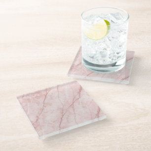 Dessous-de-verre En Verre Rosé Marbre Bio Blush Rose Poudré