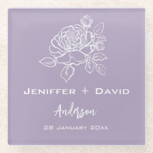 Dessous-de-verre En Verre Rose Romantique Mariage Personnalisé/ Réception de