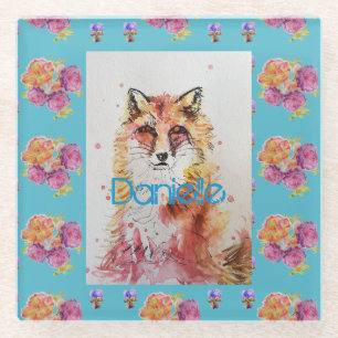 Dessous-de-verre En Verre Rose Turquoise de l'animal Red Fox