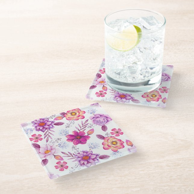 Dessous-de-verre En Verre Rose violette (Incliné)