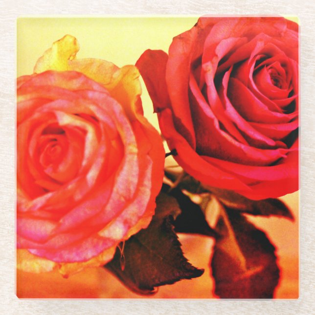Dessous-de-verre En Verre Roses brillants (Devant)