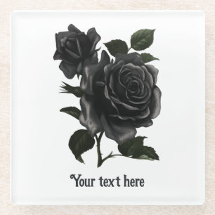 Dessous-de-verre En Verre Roses noires personnalisées gothiques vintage
