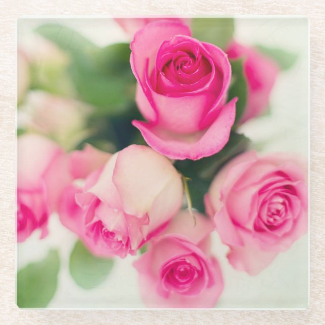Dessous-de-verre En Verre Roses roses (Devant)