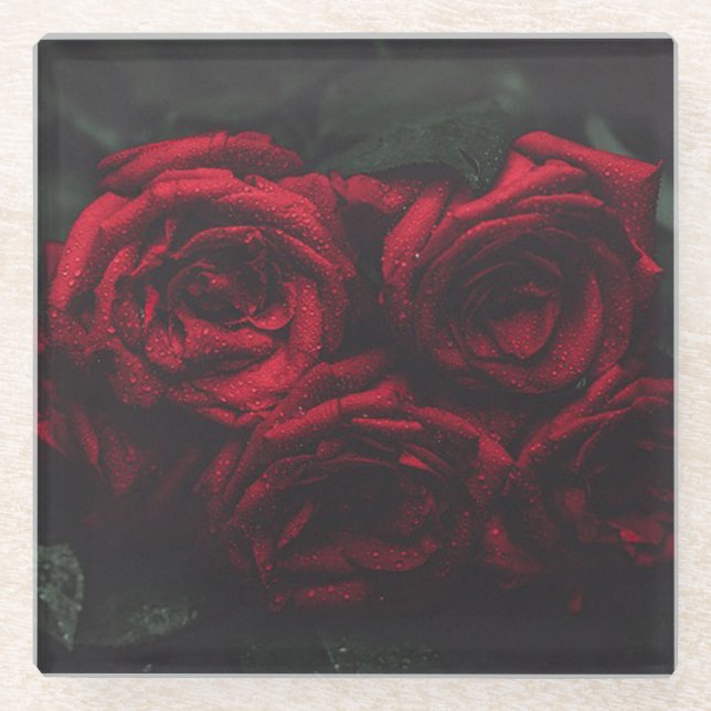 Dessous-de-verre En Verre Roses rouges (Devant)