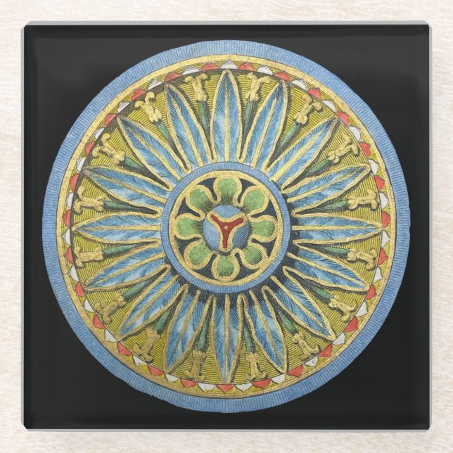 Dessous-de-verre En Verre Rosette architecturale antique n° 2 (Devant)