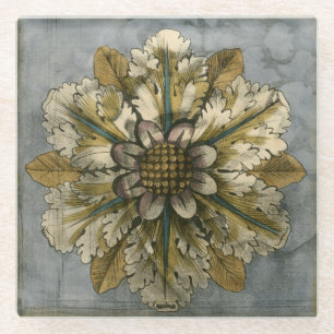 Dessous-de-verre En Verre Rosette décorative Demask sur Arrière - plan gris