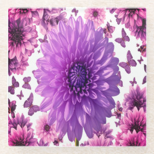 Dessous-de-verre En Verre Rosy Floral Dessous de verre rose Fleur Boire Mat