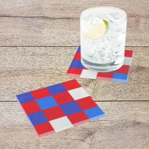 Dessous-de-verre En Verre Rouge, Blanc & Audacieux – Fête patriotique de l'I