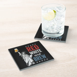 Dessous-de-verre En Verre Rouge Blanc et Bière 250e Anniversaire