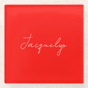 Dessous-de-verre En Verre Rouge Couleur Plain Élégant Moderne Minimaliste No