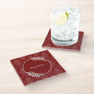 Dessous-de-verre En Verre Rouge Elegant Damask Dessous de verre de verre per