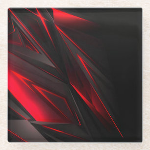 Dessous-de-verre En Verre Rouge Extraordinaire à la conception abstraite Poi