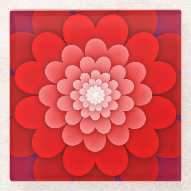 Dessous-de-verre En Verre Rouge Floral Mandala-58566 (Devant)