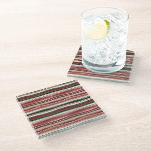 Dessous-de-verre En Verre Rouge Vert Blush Blanc Or Rayures