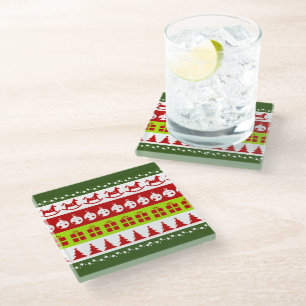 Dessous-de-verre En Verre Rouge Vert moche Sweater de Noël Clipart de fête