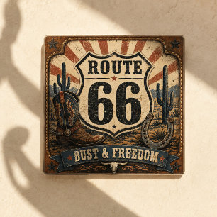 Dessous-de-verre En Verre Route 66 Dust Freedom Vintage Western Dessus de ta