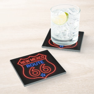 Dessous-de-verre En Verre Route 66 Nouveau-Mexique Décor Néon Americana