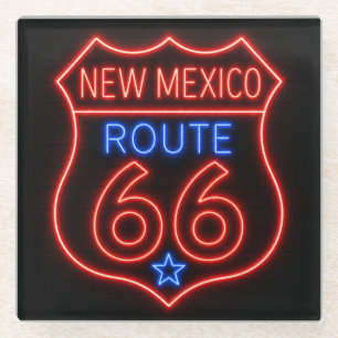 Dessous-de-verre En Verre Route 66 Nouveau-Mexique Décor Néon Americana
