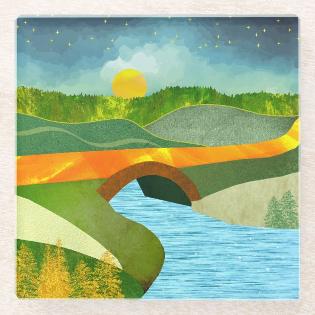 Dessous-de-verre En Verre Route d'or (Devant)