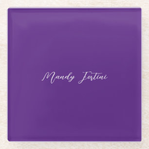Dessous-de-verre En Verre Royal Purple Plain Élégante Calligraphie minimalis