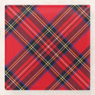 Dessous-de-verre En Verre Royal Stewart tartan rouge noir plaid