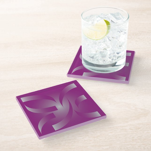 Dessous-de-verre En Verre Rubans magenta (Incliné)