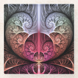 Dessous-de-verre En Verre Rythme cardiaque, art fractal surréaliste abstrait