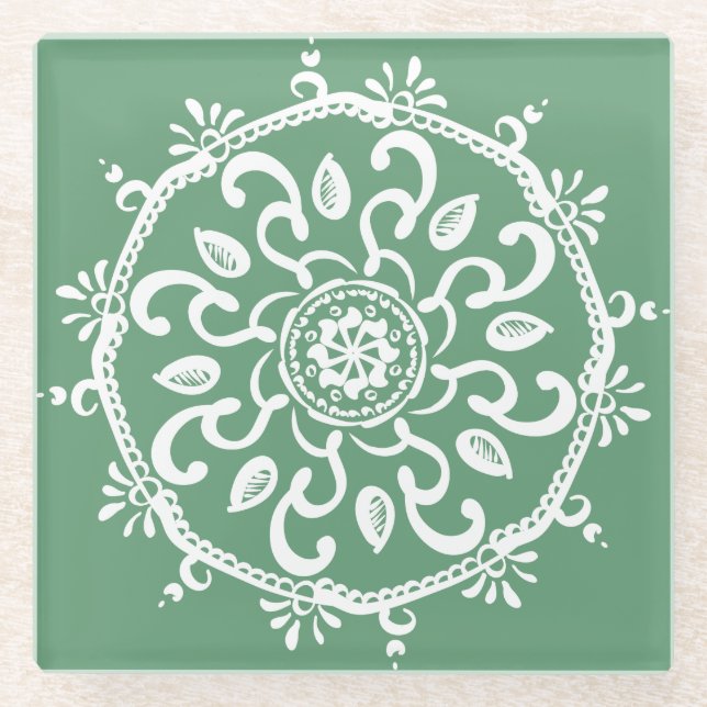 Dessous-de-verre En Verre Sage Mandala (Devant)