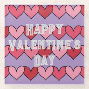 Dessous-de-verre En Verre Saint Valentin Pink Red Hearts Lavender Dessous de