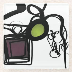 Dessous-de-verre En Verre Salutations de Philydion : Abstrait noir & blanc