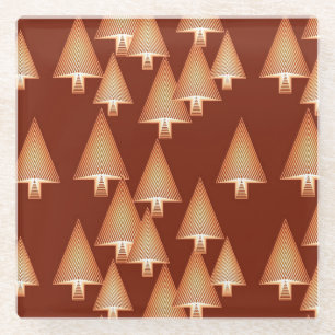 Dessous-de-verre En Verre Sapins de Noël métalliques modernes - cuivre