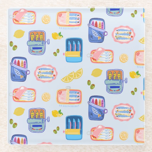 Dessous-de-verre En Verre Sardines and Lemons (Devant)