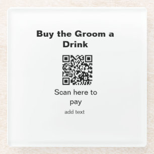 Dessous-de-verre En Verre scannez le QR pour payer un verre au marié garçon