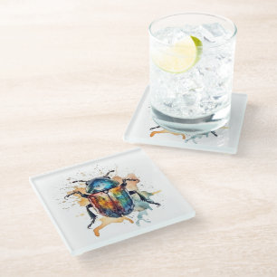 Dessous-de-verre En Verre Scarabée Arc-en-Ciel