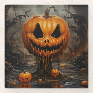 Dessous-de-verre En Verre Scary Jack O Lantern Halloween